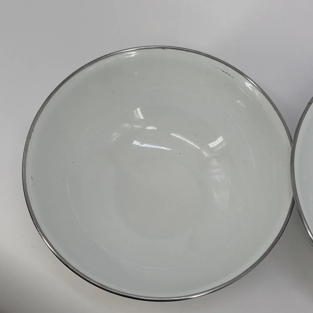 3 Vintage  Enameled Mixing Bowls Iris / Floral pattern GMI - Dishwasher Safe